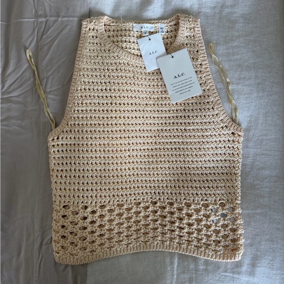 A.L.C. Tops - A.L.C. Crochet Knit Sleeveless Top in Light Beige